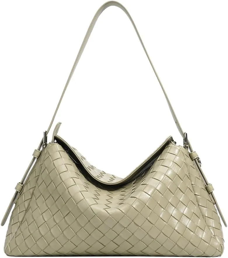 Woven Leather Clutch Purse for Women Slouchy Hobo Shoulder Bag Vintage Top-handle Tote Purse Ladies Crossbody Handbag 2025