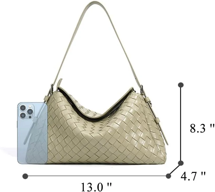 Woven Leather Clutch Purse for Women Slouchy Hobo Shoulder Bag Vintage Top-handle Tote Purse Ladies Crossbody Handbag 2025