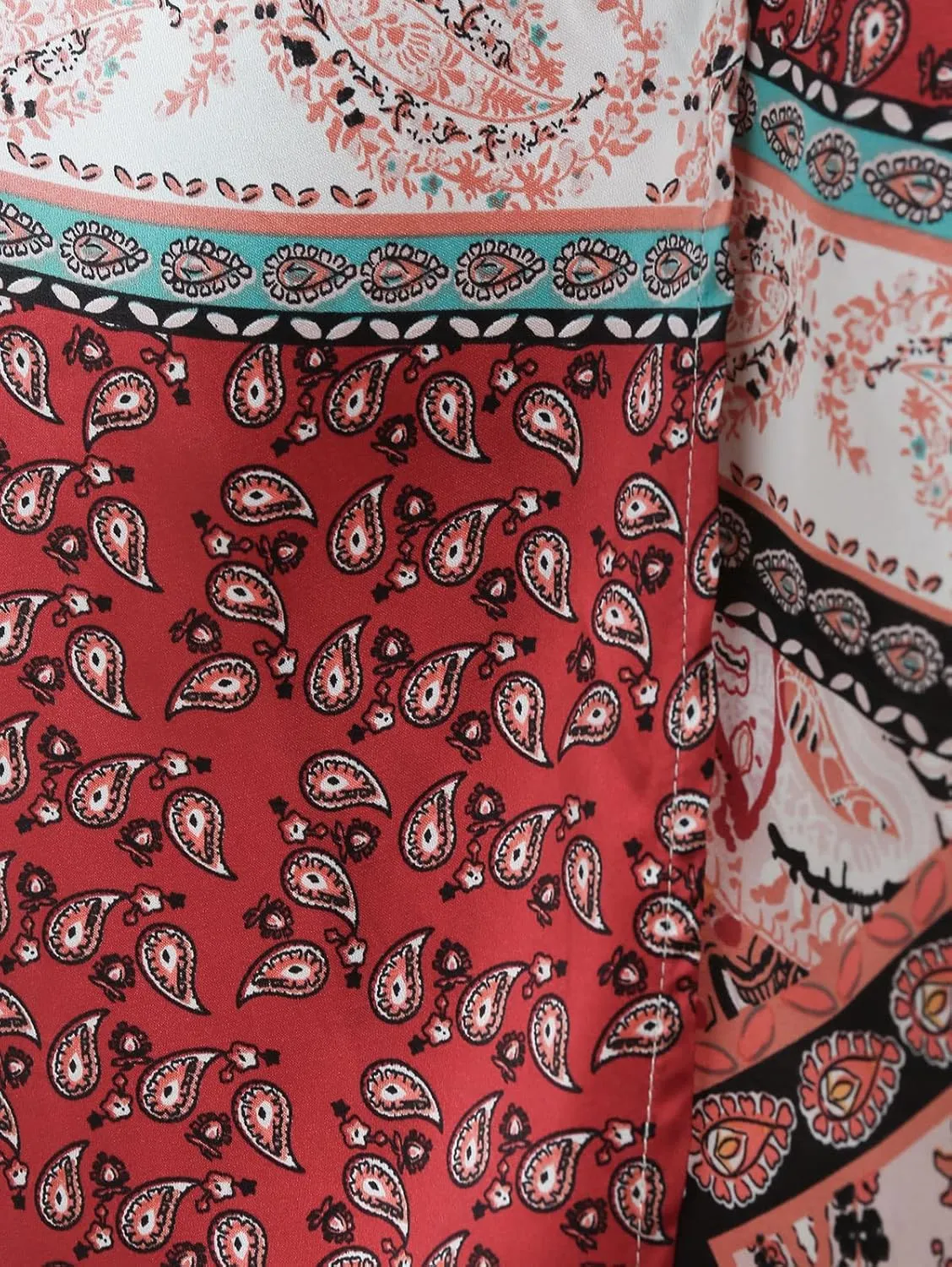 ZAFUL Women's Boho Skirt Asymmetrical Skirts Tied Floral Paisley Printed High Waist Ruched Skirts for Women