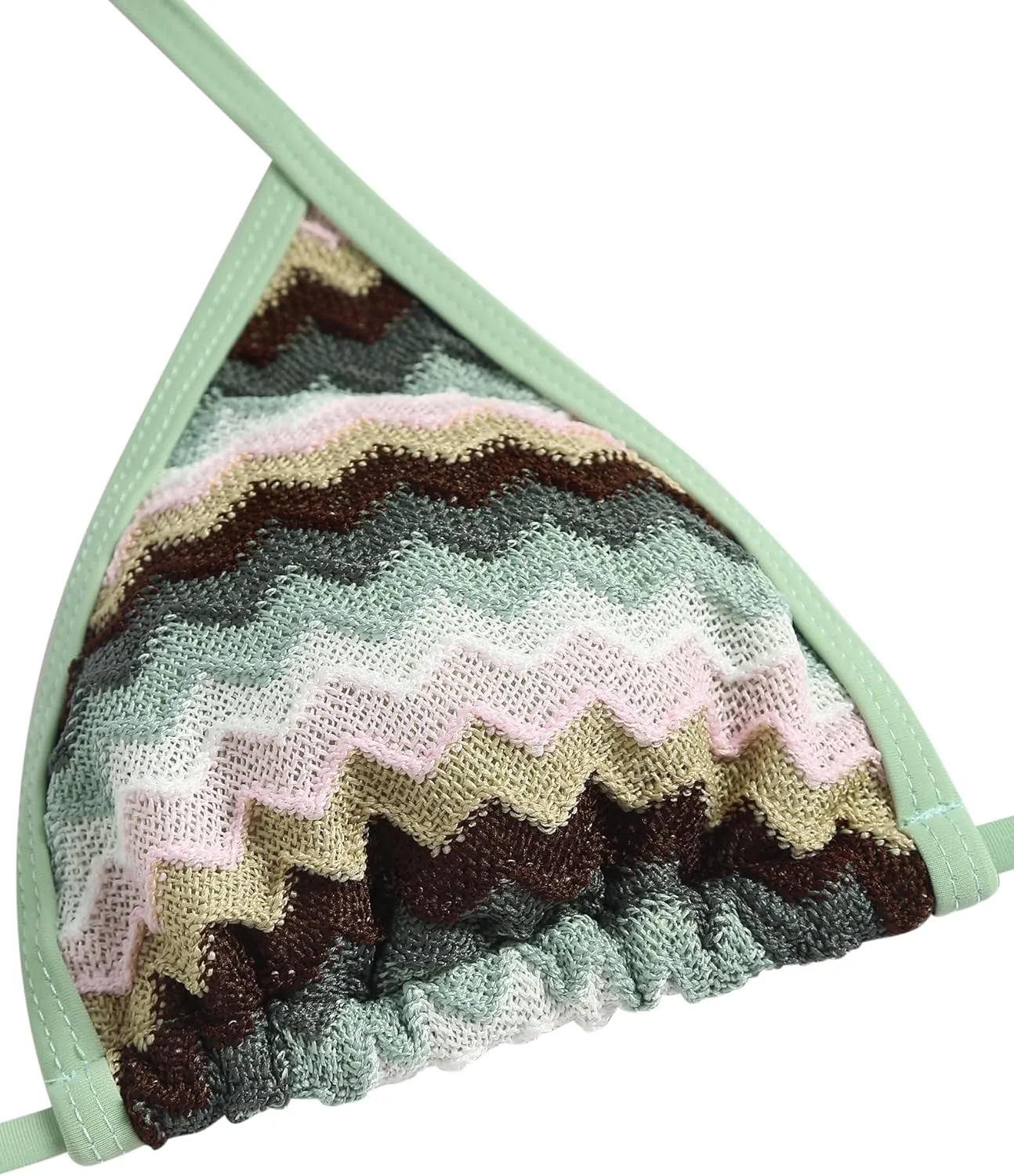 ZAFUL Women's Colorblock Stripes Triangle Halter Tied Cheeky Thong Bikini Set High Cut Two Piece Bathing Suit