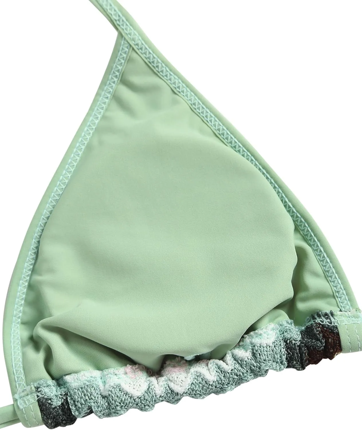 ZAFUL Women's Colorblock Stripes Triangle Halter Tied Cheeky Thong Bikini Set High Cut Two Piece Bathing Suit