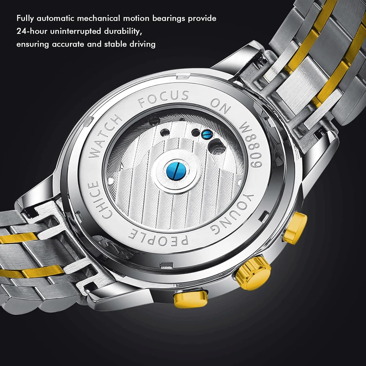 ZUNPAI Watches for Men Automatic Transparent Skeleton Mechanical Luxury Watch Classic Self-Winding Calendar Diamond Stainless Steel Waterproof Mens Wrist Watch